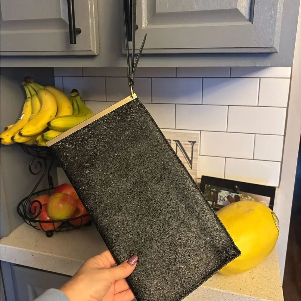 Black Clutch with Gold Accents
